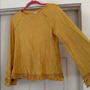 Altar'd State Golden Lace Accent Blouse